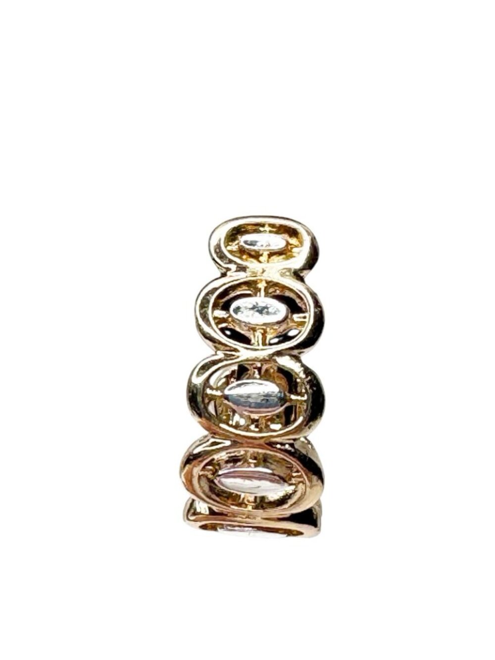 Napier Earrings Open Oval Pattern Design Hoop Gold Silver Toned Clip Vintage HMN - Picture 8 of 14